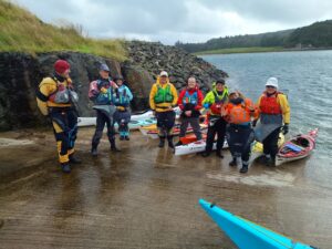 Kayakers getting ready to paddle from Mull to Ulva hostel
